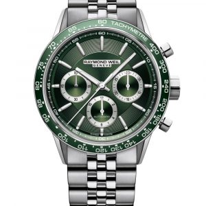 Freelancer Men’s 43.5mm, Automatic Chronograph Calibre RW5030, Stainless Steel Bracelet with Green Ceramic Bezel